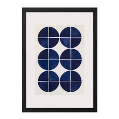 Navy Circles Wall Art, Geometric Print, Minimalist Decor, Modern Art, Wall Decor, Framed Art, Home Decor, Abstract Art, Circle Design - Tawshia