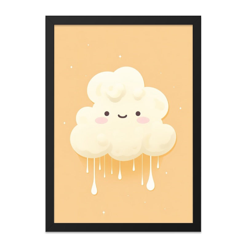 Cute Cloud Wall Art, Kawaii Print, Cream Cloud Art, Smiling Cloud Decor, Nursery Art, Kids Room Art, Dreamy Decor - Tawshia