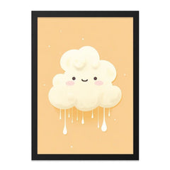 Cute Cloud Wall Art, Kawaii Print, Cream Cloud Art, Smiling Cloud Decor, Nursery Art, Kids Room Art, Dreamy Decor - Tawshia