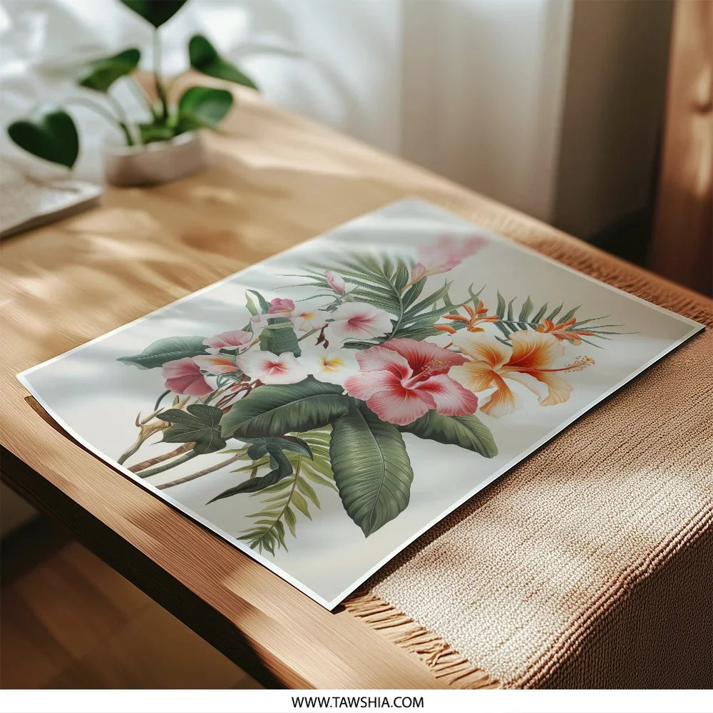 Tropical Flower Photographic Print, Hibiscus Art, Botanical Wall Decor, Exotic Floral Artwork, Hawaiian Decor - Tawshia