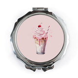 Cherry Milkshake Pocket Mirror, Cute Dessert Mirror, Foodie Gift, Sweet Treat Compact Mirror, Aesthetic Purse Mirror - Tawshia