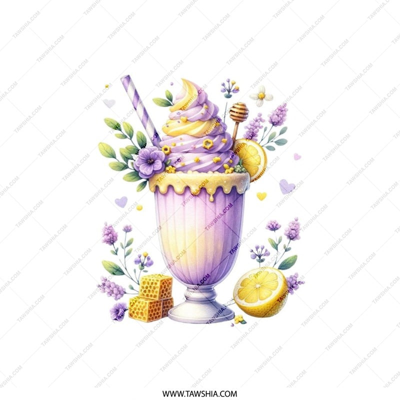 Lavender Lemonade Pillow, Cute Drink Throw Pillow, Decorative Dessert Pillow, Pastel Home Decor, Floral Accent Pillow, Whimsical Pillow - Tawshia