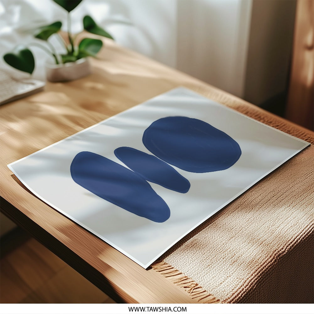Navy Abstract Photographic Print, Modern Zen Art Print, Minimalist Wall Art, Blue Shapes, Home Decor Print, Simple Artwork, Stone Balance - Tawshia