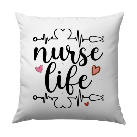 Nurse Life Pillow, Healthcare Worker Gift, Nurse Appreciation, Nursing School Decor, Medical Professional, Heartbeat, Stethoscope Art - Tawshia
