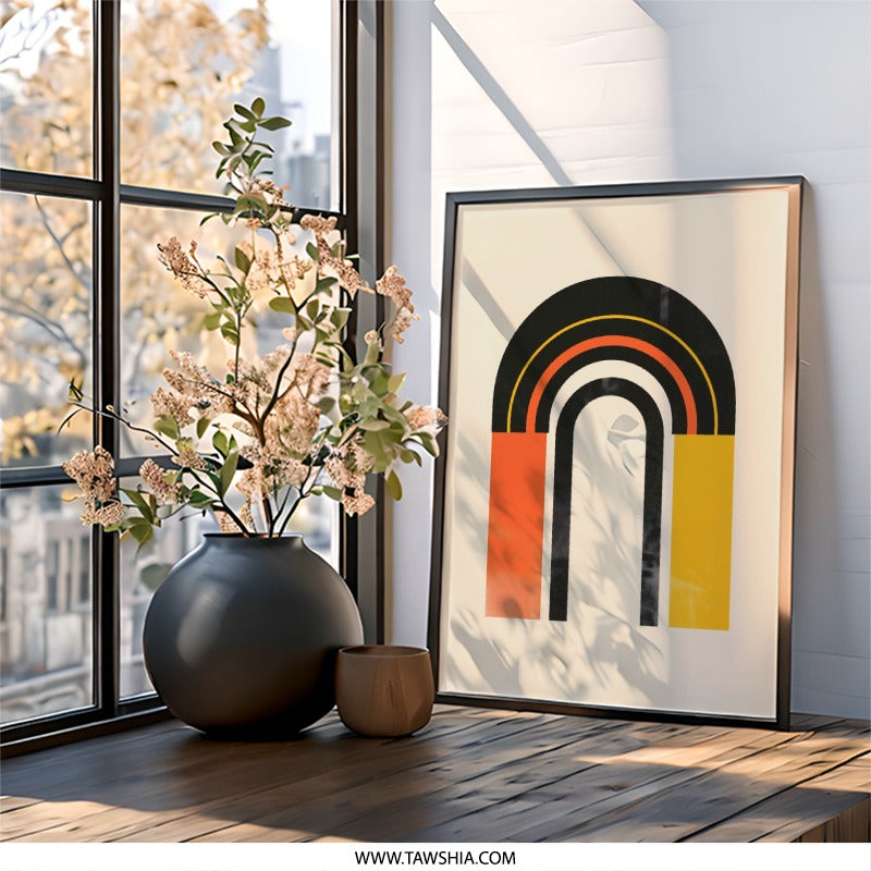 Abstract Arch Wall Art, Mid Century Modern Print, Geometric Wall Decor, Minimalist Art Poster, Contemporary Home Decor Artwork - Tawshia