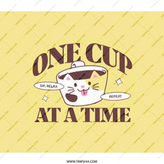 Kawaii Cat Backpack, One Cup at a Time, Cute Feline, Anime Style, Relax and Sip, Trendy Backpack, Everyday Backpack, Bookbag - Tawshia