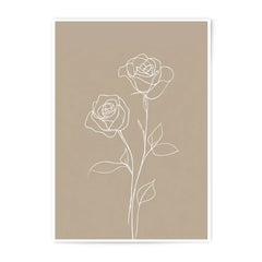 Rose Line Art Photographic Print, Minimalist Floral, Beige Wall Decor, Modern Art, Simple Botanical Print, Bedroom Decor, Home Art Print - Tawshia