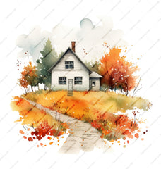 Cozy Autumn Home Mug, Watercolor House Coffee Mug, Fall Decor Mug, Farmhouse Mug, Autumn Landscape Mug, House Illustration Mug - Tawshia