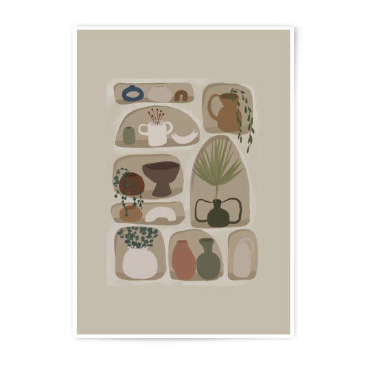 Shelves Photographic Print, Pottery Art Print, Home Decor Art, Neutral Wall Art, Minimalist Art, Modern Art Print, Living Room Art - Tawshia