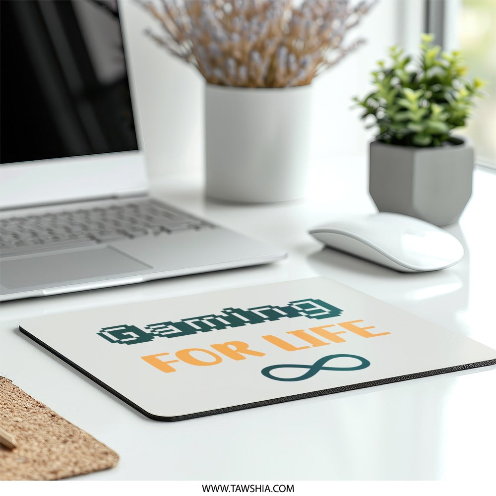 Gaming For Life Mouse Pad, Gamer Gift Idea, Computer Accessory, Infinity Symbol, Retro Pixel Art, Video Game Lover, Desk Decor - Tawshia
