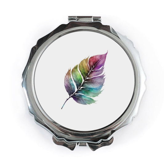 Colorful Feather Pocket Mirror, Watercolor Art Mirror, Unique Gift, Portable Mirror, Makeup Mirror, Travel Mirror - Tawshia