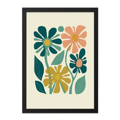 Retro Floral Wall Art, 70s Inspired Print, Flower Power Decor, Mid Century Modern Wall Decor, Botanical Art Print - Tawshia