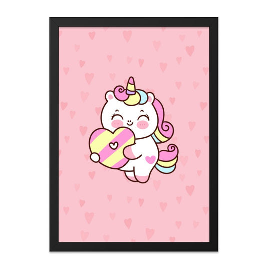 Cute Unicorn Wall Art, Heart Decor, Nursery Art, Kawaii Unicorn Print, Baby Room Decor, Pastel Colors, Magical Unicorns, Kids Room Decor - Tawshia