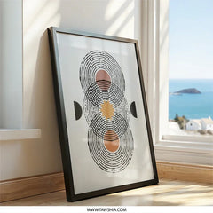 Abstract Geometric Wall Art, Boho Circles Print, Celestial Star Art, Modern Minimalist Decor, Home Living Room Art - Tawshia