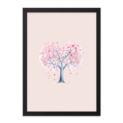 Heart Tree Framed Wall Art, Watercolor Tree of Hearts, Love Tree Decor, Romantic Gift, Anniversary Gift, Pink Heart Wall Art, Tree Art - Tawshia