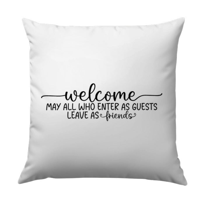 Welcome Guests Pillow, Decorative Pillow, Home Decor, Friendship Pillow, Housewarming Gift, Black and White Pillow - Tawshia