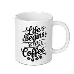 Coffee Mug, Life Begins After Coffee, Coffee Lover Gift, Gift for Coffee Addict, Funny Coffee Mug, Office Mug, Coffee Bean Mug, Unique Mug - Tawshia