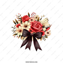 Floral Pillow Cover, Rose Bouquet Pillow, Decorative Pillow with Bow, Elegant Home Decor, Flower Accent Pillow, Throw Pillow for Couch, Sofa - Tawshia