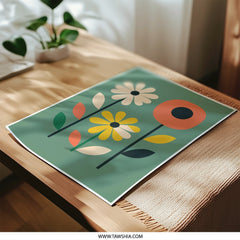 Retro Flower Photographic Print, Mid Century Modern Art, Floral Wall Decor, Botanical Print, Home Decor, Minimalist Art - Tawshia