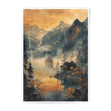 Zen Landscape Photographic Print, Japanese Art Print, Mountain Lake Home Decor, Asian Art, Peaceful Wall Art, Nature Photography - Tawshia