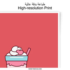 Cute Milkshake Photographic Prints, Kawaii Dessert Art, Spread Love Decor, Pink Drink Illustration, Gift for Her, Kitchen Wall Art - Tawshia