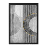 Modern Abstract Wall Art, Geometric Circle Print, Gray and Gold Art Decor, Minimalist Artwork, Stylish Home Decor, Framed Wall Art - Tawshia