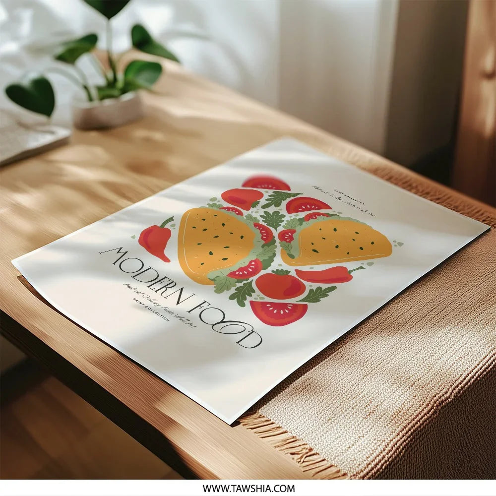 Modern Food Photographic Print, Abstract Gallery Wall Art, Taco Art, Foodie Gift, Kitchen Decor, Colorful Food Print - Tawshia