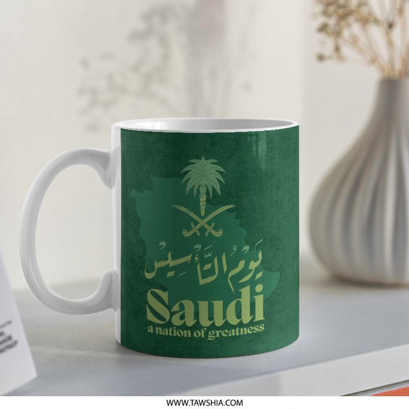Saudi National Day Mug, Kingdom of Saudi Arabia Gifts, Arabic Coffee Cup, Saudi Arabia Map, Saudi Arabia Souvenir, Saudi Arabia Mug - Tawshia