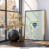 Plant Wall Art, Cute Potted Plant Decor, Modern Home Art, Botanical Illustration Print, Minimalist Wall Decor - Tawshia