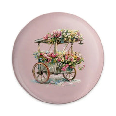 Floral Cart Pinback Button, Flower Cart Wheel Button, Spring Flower Cart, Watercolor Art Pinback Button, Cute Floral Button - Tawshia