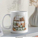 Book Nook Mug, Cozy Reading Spot, Fall Inspired Mug, Book Lover Gift, Autumn Decor Mug, Pumpkin Spice Season, Window Seat Mug - Tawshia