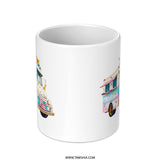Floral Ice Cream Truck Mug, Cute Mug, Fun Coffee Mug, Gift Mug, Drinkware, Unique Mug Design, Floral Mug, Summer Mug - Tawshia