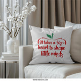 Teacher Appreciation Pillow, Big Heart Little Minds, Thank You Teacher Gift, End of Year Gift, Teacher Retirement Pillow - Tawshia