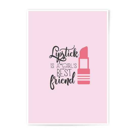 Lipstick Best Friend Photographic Prints, Girly Decor, Makeup Art, Fashion Prints, Cosmetic Wall Art, Quote Art, Gift for Her, Pink Theme - Tawshia