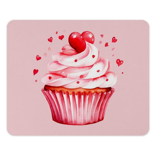 Cupcake Mouse Pad, Watercolor Heart, Love Mousepad, Cute Desk Decor, Pink Office Accessories, Valentine Gift for Her, Gamer Girl Mousepad - Tawshia