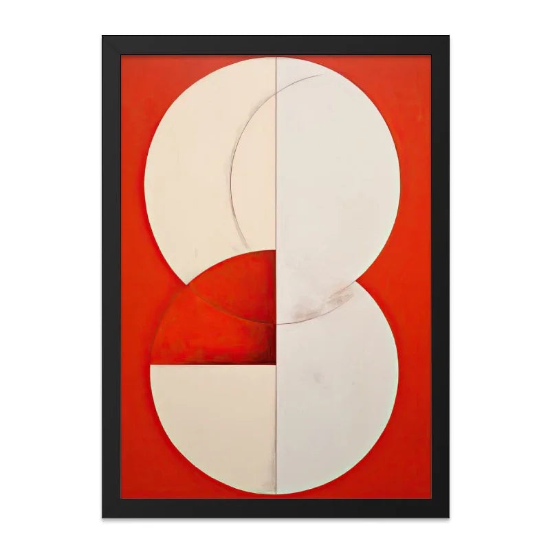 Geometric Wall Art, Abstract Circle Print, Modern Art Decor, Red and White Artwork, Contemporary Wall Decor, Unique Art Gift - Tawshia