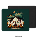 Camping Tent Mouse Pad, Butterfly Mousepad, Nature Lover Gift, Forest Adventure, Unique Desk Decor, Office Accessory, Computer Mat - Tawshia