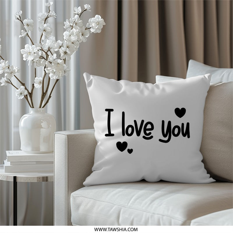 I Love You Pillow, Cute Heart Pillow, Romantic Pillow Decor, Valentine's Day Pillow, Anniversary Gift, Love You Throw Pillow - Tawshia