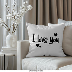 I Love You Pillow, Cute Heart Pillow, Romantic Pillow Decor, Valentine's Day Pillow, Anniversary Gift, Love You Throw Pillow - Tawshia