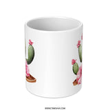Cactus Mug, Floral Cactus, Desert Mug, Pink Flowers Mug, Succulent Mug, Nature Inspired Mug, Botanical Mug, Unique Mug - Tawshia