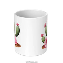 Cactus Mug, Floral Cactus, Desert Mug, Pink Flowers Mug, Succulent Mug, Nature Inspired Mug, Botanical Mug, Unique Mug - Tawshia