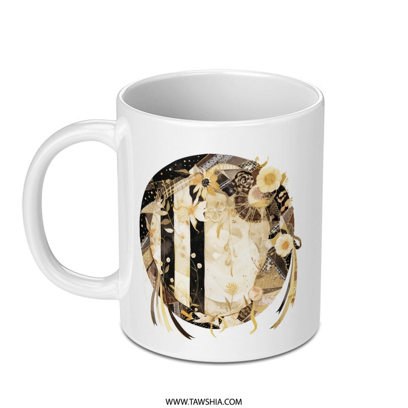 Floral Letter I Mug, Initial I Coffee Mug, Decorative Letter Mug, Elegant Floral Mug, Personalized Letter Mug, Unique Initial Mug SKU: MG10004215 - Tawshia