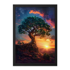 Enchanted Tree Wall Art, Sunset Landscape Print, Fantasy Tree Artwork, Mystical Nature Decor, Unique Home Art, Spiritual Wall Hanging - Tawshia