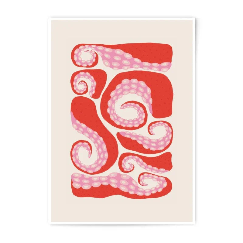 Octopus Tentacle Photographic Print, Abstract Sea Life Art, Modern Coastal Decor, Ocean Lover Gift, Red and Pink Nautical Wall Art - Tawshia