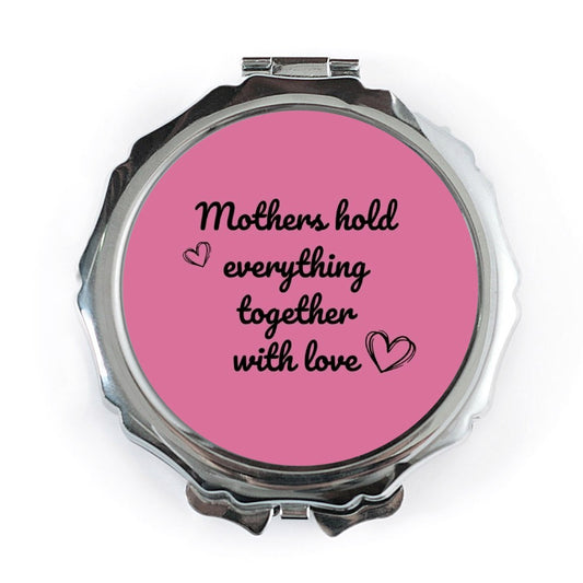 Mothers Hold Everything Together Pocket Mirror, Mom Love Gift, Mothers Day Mirror, Sentimental Present, Pink Cosmetic Mirror - Tawshia