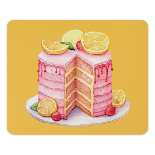 Lemon Cake Mouse Pad, Foodie Desk Decor, Cute Office Accessory, Watercolor Art Mousepad, Baking Gift, Birthday Present, Kitchen Decor - Tawshia