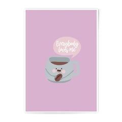 Cute Coffee Photographic Prints, Kawaii Coffee Art, Everybody Loves Me, Coffee Bean Illustration, Pastel Prints, Coffee Lovers Gift - Tawshia
