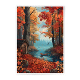 Autumn Forest Photographic Print, Cabin Art, River Landscape, Fall Foliage, Home Decor, Wall Art, Nature Photography - Tawshia