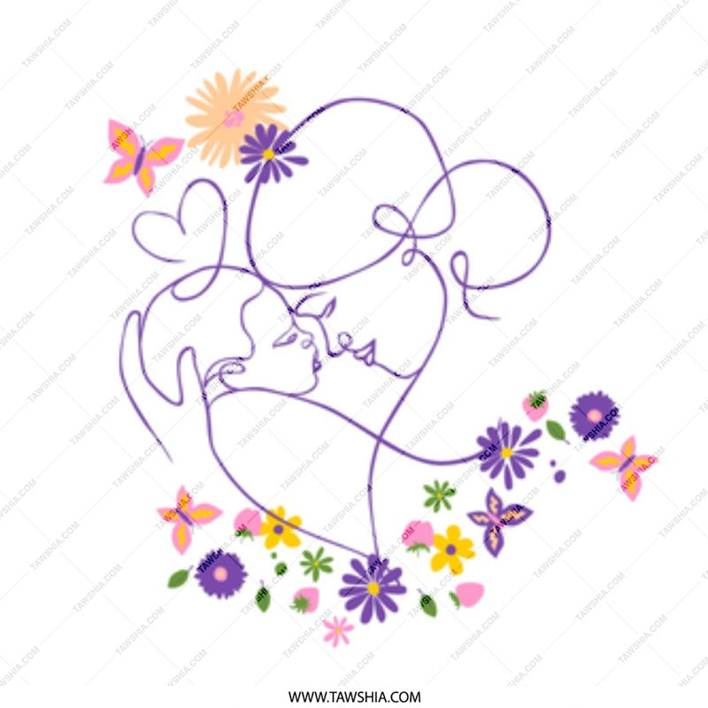 Mother and Child Mug, Floral Line Art, Butterfly Mug, Cute Coffee Cup, Minimalist Mug, Unique Gifts, Gift for Her, Mom Gift, Floral Mug - Tawshia
