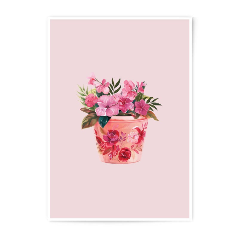 Floral Photographic Prints, Pink Flowers Art, Flower Pot Decor, Botanical Wall Art, Home Decor Gift - Tawshia